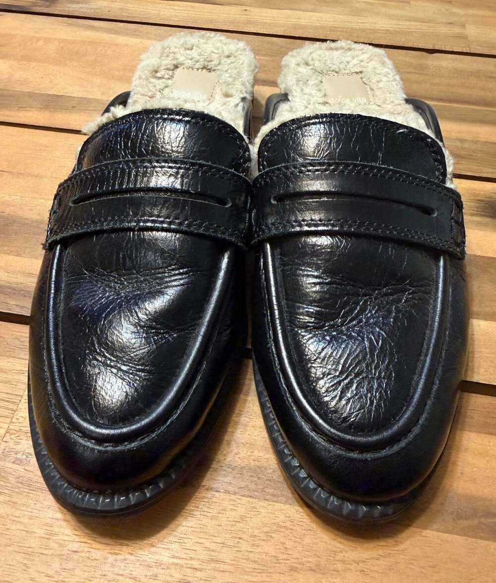 Dolce Vita Harvey Fur Mule Size 7 Black Loafer